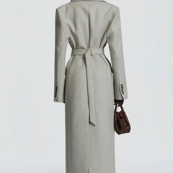 Tailored Long Trench Coat in Light Gray - Picture 5 of 6